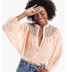 Lucky Brand | Lace Yoke Dolman Peasant Top NWT
